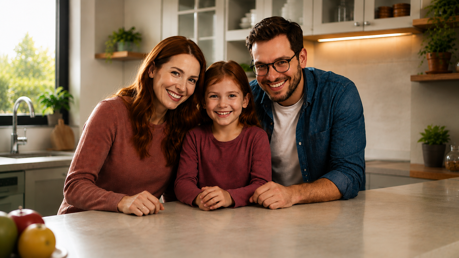 Família preparando água com o purificador Alkalinne